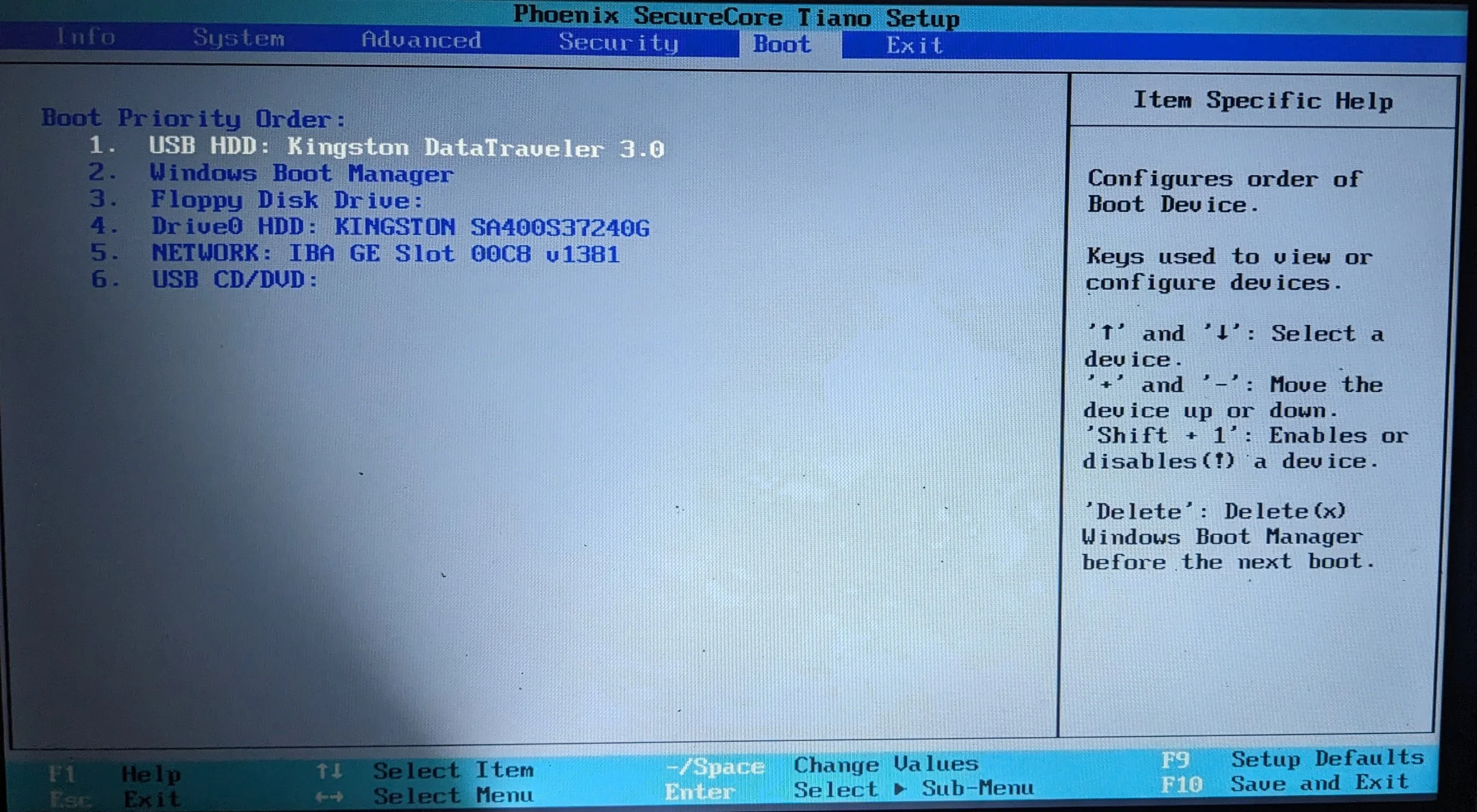 BIOS or boot menu for starting Windows 11 from USB