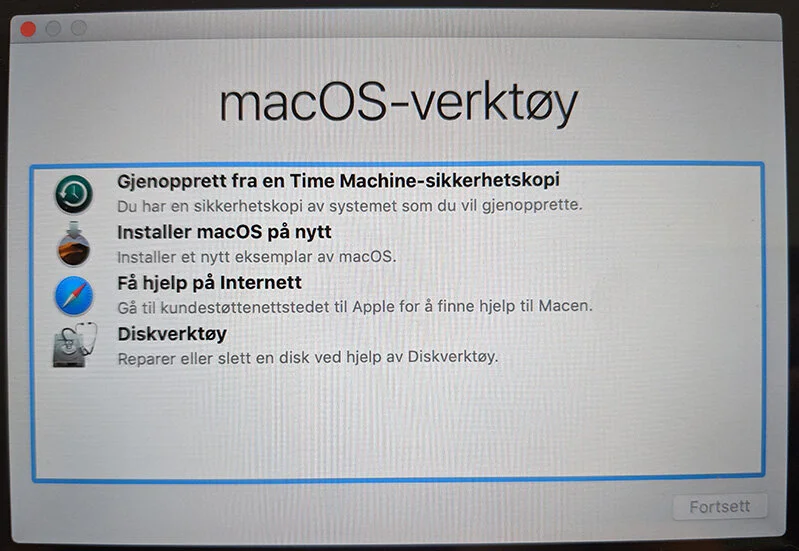 macOS gjenopprettingsmeny