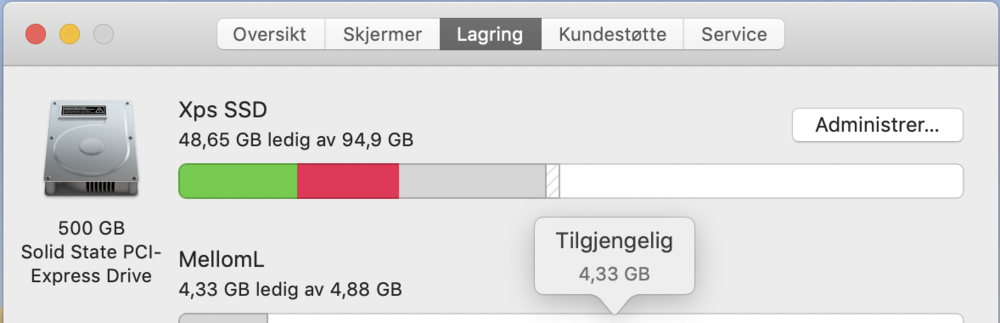 Storage tab in About This Mac