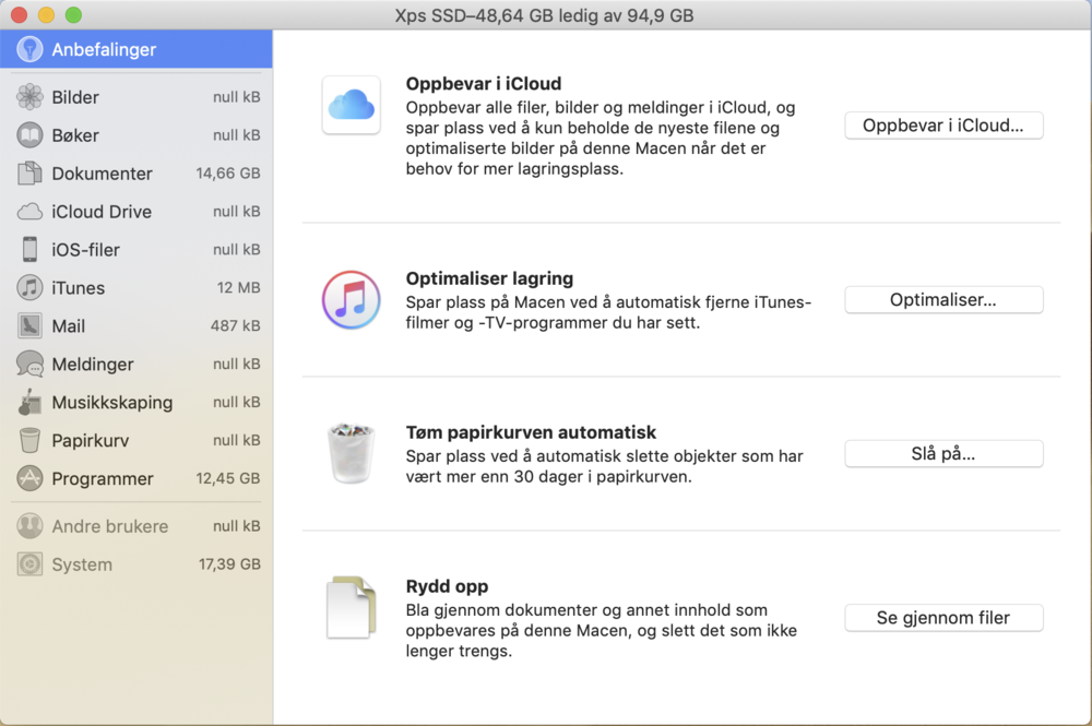Storage management on Mac