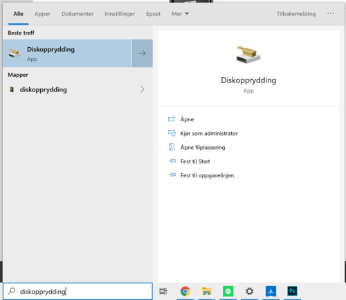 Søk etter Diskopprydding i Windows